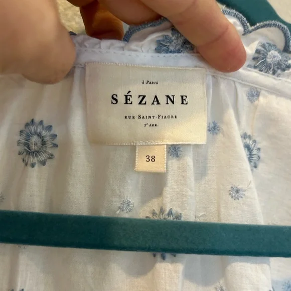 Sezane Blue and White Floral Blouse - Picture 3 of 7